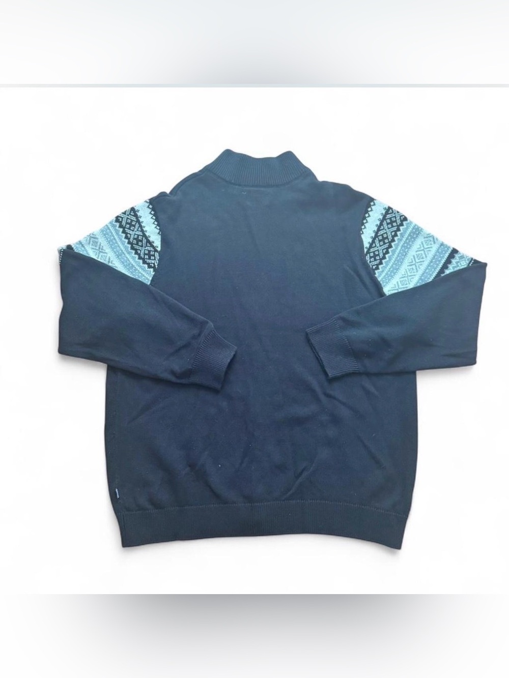 Chaps Mens 2XL Full Zip Christmas Sweater NWT Black Snowflake Mock Neck Cotton - Picture 10 of 14